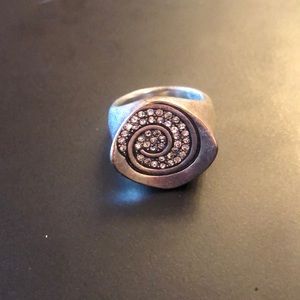 Silver ring with crystals